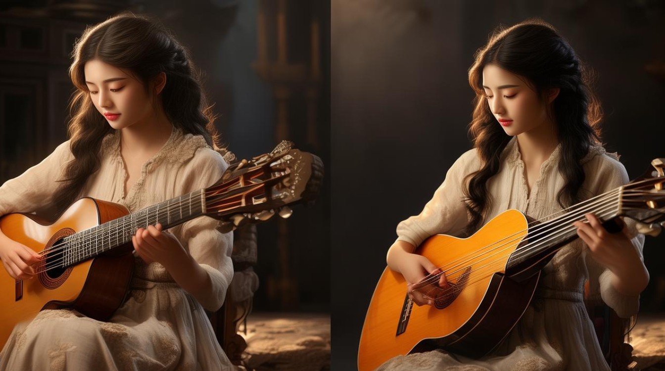 兩姐妹彈吉他，兩姐妹彈吉他和古琴